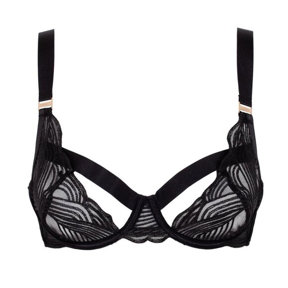 New! Bluebella Calla Black Embroidered Sheer Cutout Lingerie Bra 10539 - Picture 3 of 9
